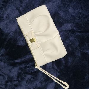 White Leather Wristlet